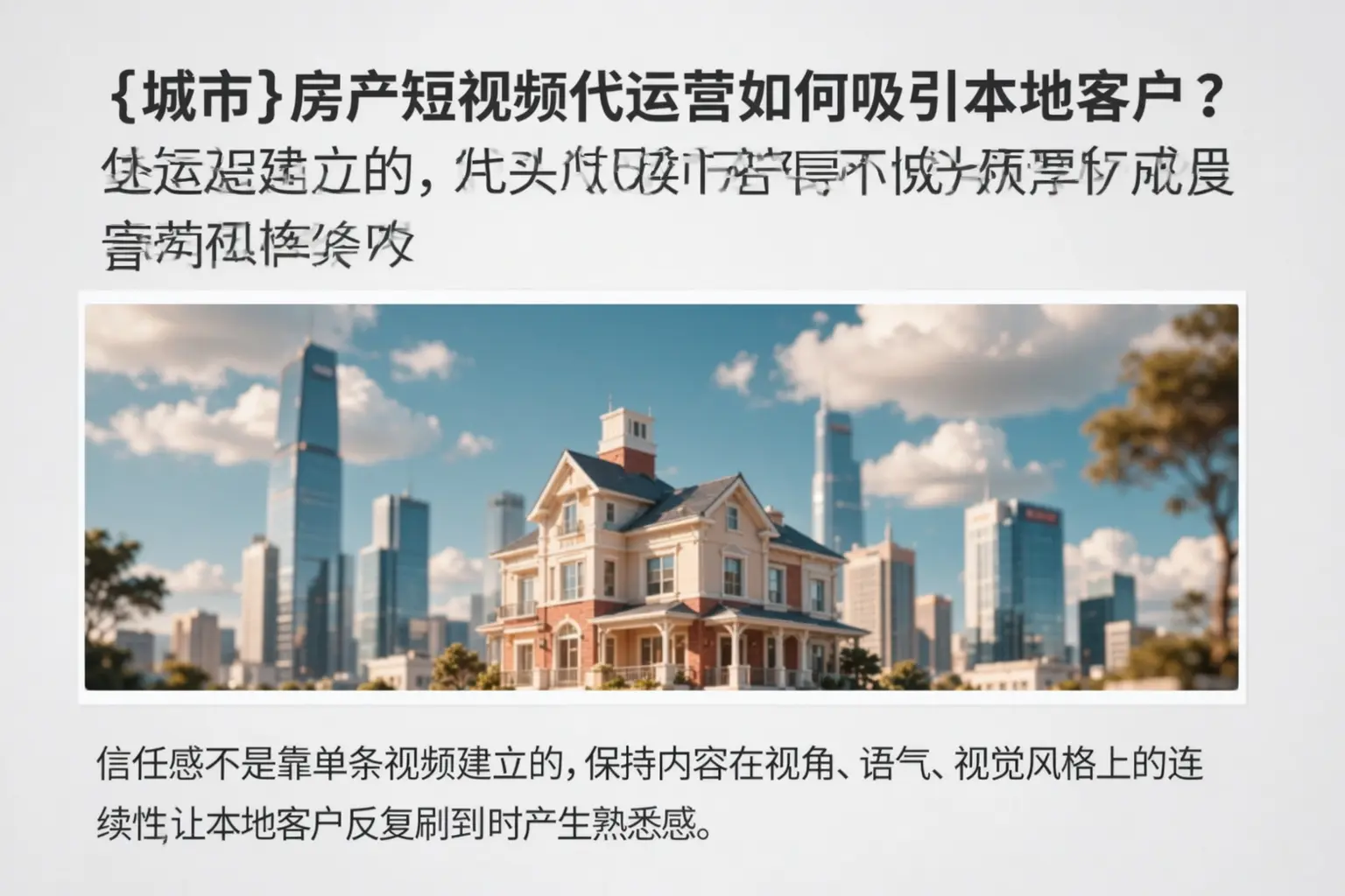 振安房产短视频代运营如何吸引本地客户?